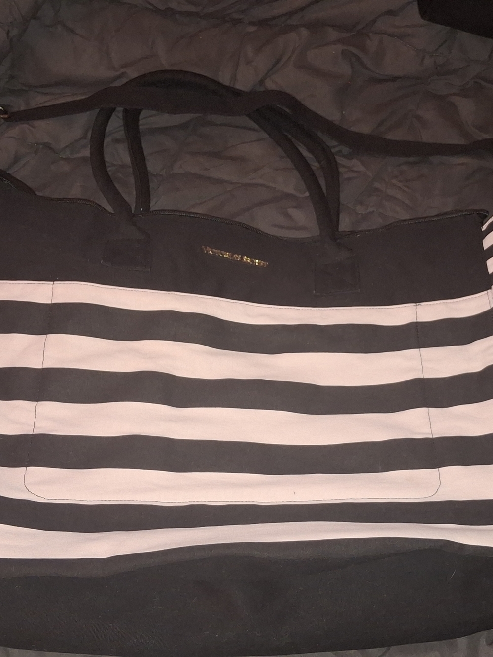 Victoria's Secret Black and White Striped Tote